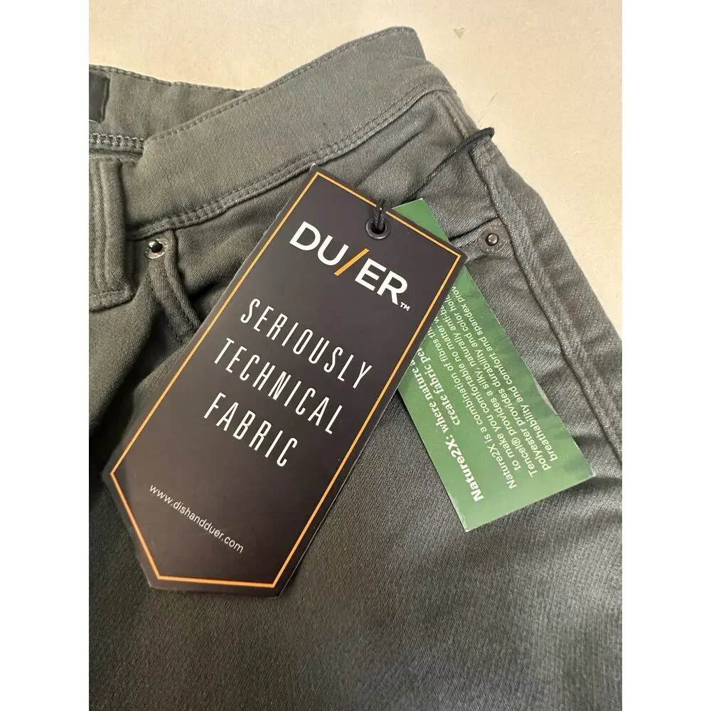 Duer Du/er No Sweat Pants MENS 28x34 In Gull Relaxed Taper N2X Stretch NWT